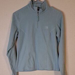 The North Face Light Blue Quarter-Zip Pullover size small